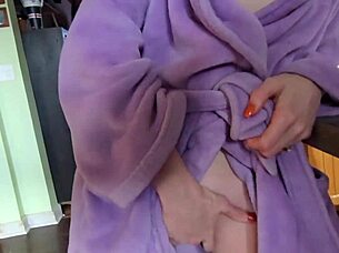 Milf sucks before counter fuck and cum on ass
