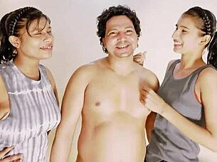 Cum filled threesome creampie swapping with teens