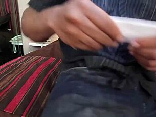 Shemale slut gives mouth and ass for fuck
