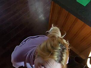 Milf sucks before counter fuck and cum on ass