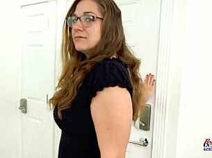 Nerdy lovely brunette kay lee gets pounded after blowing a big juicy cock