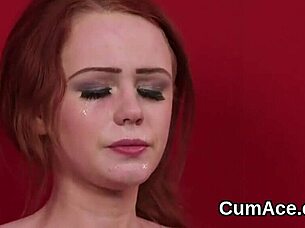 naughty sex kitten swallows thick jizz load