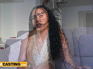 Bubble butt brazilian babe rides big cock in casting