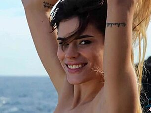 Spanish milf babe with big ass does hot outdoor striptease