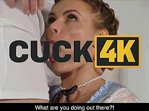 cuckold watches brazilian wife cheat at desk