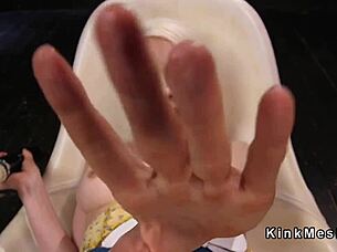 blonde mature explores pleasure with dual machines