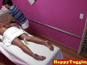 busty asian masseuse provides a relaxing hand session