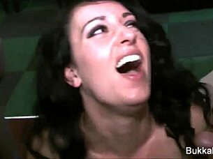 Hot milfs first bukkake gangbang