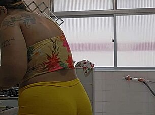 Married woman wears tight shorts