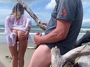 anal creampie on a public beach