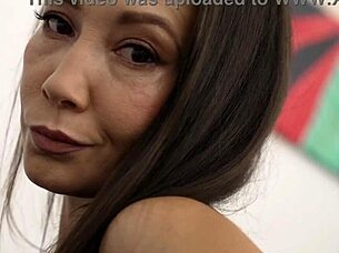 Petite asian milf takes hard anal and cum in mouth