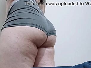 brazilian guy shakes his big ass against the wall