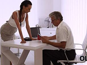 Old4k mature boss stretches hot assistant instead of doing project