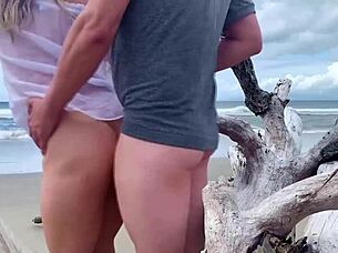 anal creampie on a public beach