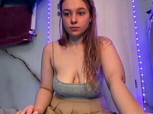 sloppy blowjob with huge dildo for horny blonde