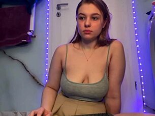 sloppy blowjob with huge dildo for horny blonde