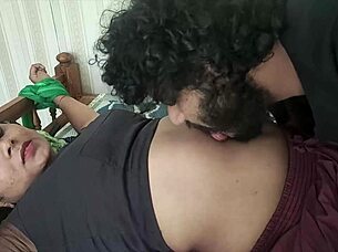 Bound woman gets chocolate treat