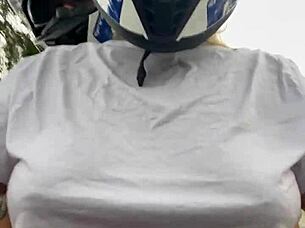 Motogirl Asks Passenger To Touch Her Tits While Riding