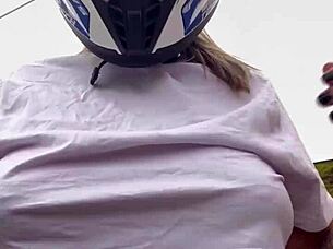 Motogirl Asks Passenger To Touch Her Tits While Riding