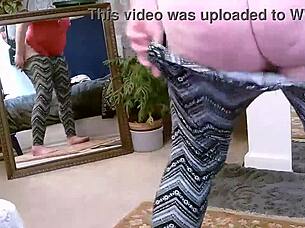 Dawnskye1962 shows off tights and a thong on her big phat ass