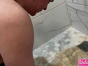 Peeing on slutty girlfriend in bathroom and made to lick piss from floor