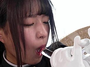 133cm cosplayer maid does solo masturbation