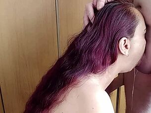 Wife swallows huge loads after deepthroat