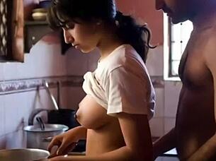 Teen rubbed on the nipples sensually by her boyfriend