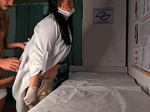 Nurse watches patient get hard during workout check