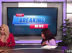 Trans news anchors fuck female producer live on air