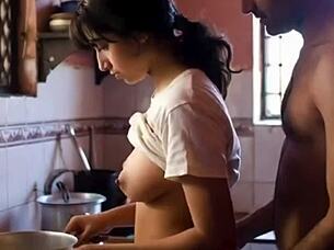 Teen rubbed on the nipples sensually by her boyfriend