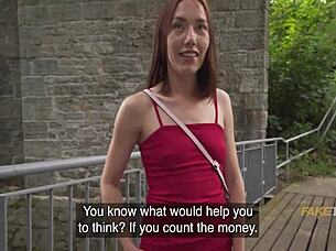 Shy Brunette Model Paid For Outdoor Sex