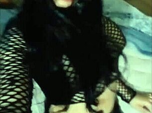 Argie brunette shemale shoots selfies and semen loads