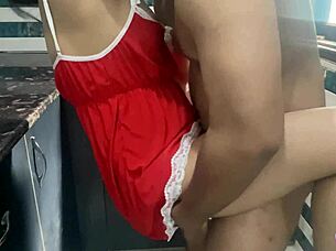 bhabhi calms down with kitchen action on camera