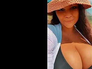 busty bombshell enjoys spring outdoor scene