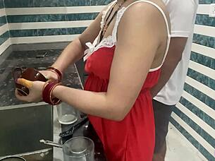 bhabhi calms down with kitchen action on camera