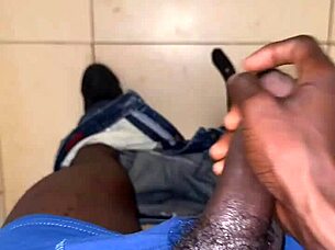 Thug bbc caught jerking off in mall washroom