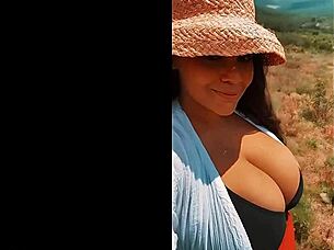 busty bombshell enjoys spring outdoor scene
