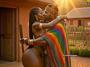 sexy african ai ebony village maiden big boobs big ass seduced and raw fucked by handsome big dick prince hardcore creampie sex in traditional hut blowjob doggy missionary massive tits bouncing