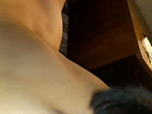 close-up of a korean woman sucking a dick and getting cum in her mouth