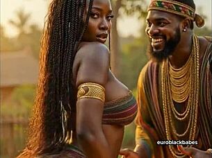 sexy african ai ebony village maiden big boobs big ass seduced and raw fucked by handsome big dick prince hardcore creampie sex in traditional hut blowjob doggy missionary massive tits bouncing
