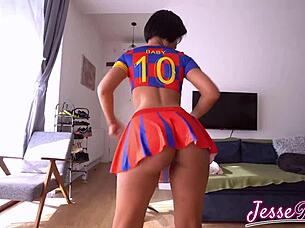 Cheerleader Takes Atm And Deep Anal