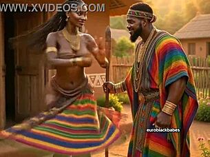 sexy african ai ebony village maiden big boobs big ass seduced and raw fucked by handsome big dick prince hardcore creampie sex in traditional hut blowjob doggy missionary massive tits bouncing