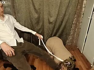 my submissive pregnant wife on a leash sucks my fingers
