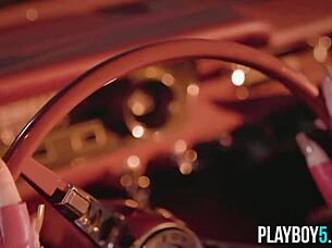 Petite blonde milf with ass polina striptease on top of a car
