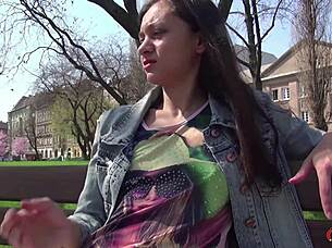 skinny german teen picked up for outdoor casting fuck