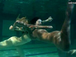 russian lesbian girls swimming in pool