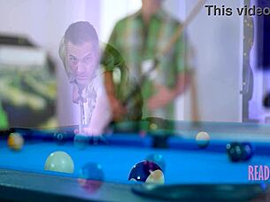 Slim pool player fucks players on the pool readnfuck