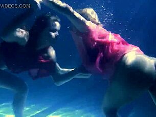 russian lesbian girls swimming in pool