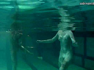 russian lesbian girls swimming in pool